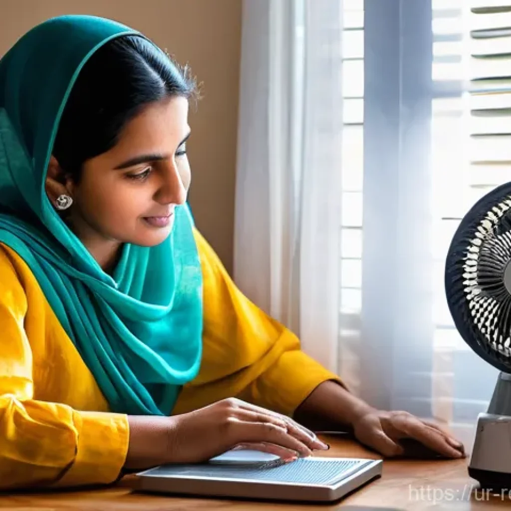 페트병으로 만드는 공기정화기 - **"A warm, inviting indoor scene in a modest Pakistani home. A loving Pakistani mother, wearing a cl...
