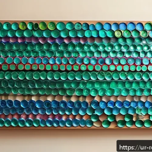 Home 13 플라스틱 병뚜껑 활용 - A vibrant wall art installation made from colorful plastic bottle caps arranged in an intricate geom...